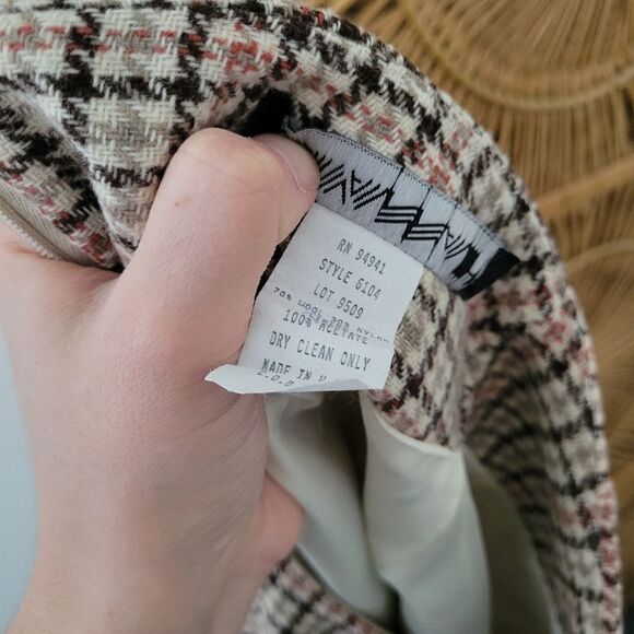 Vintage Savannah Wool Blend Mini Skirt Plaid Neutral 6P - Picture 2 of 9